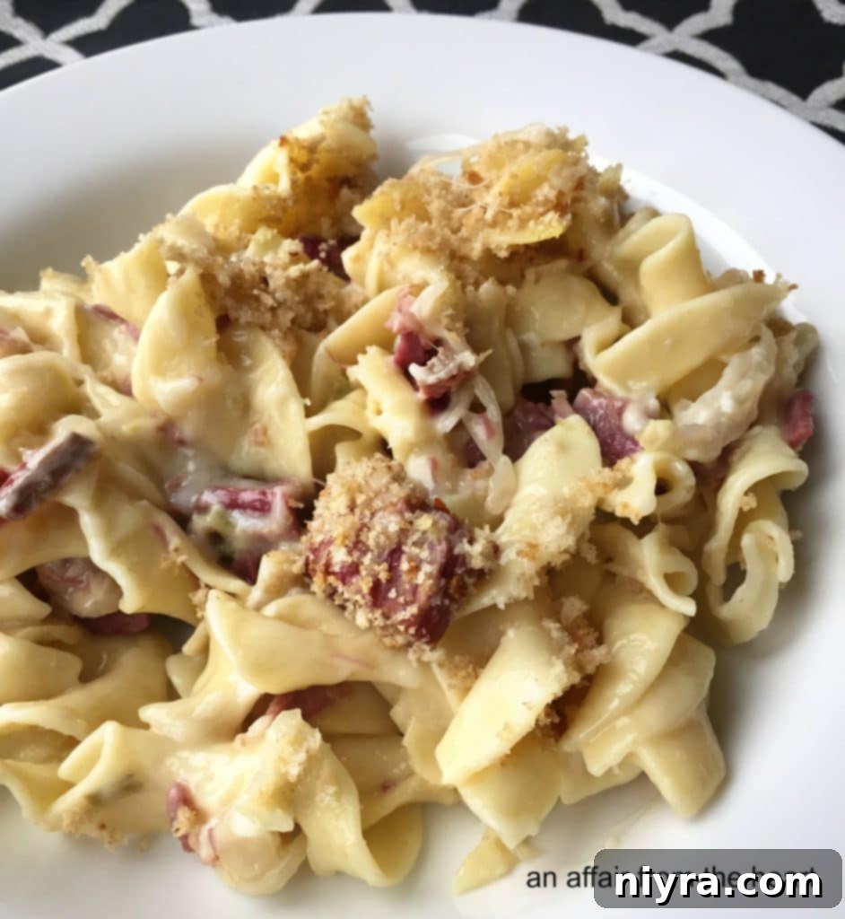Golden Brown Topping on Reuben Casserole