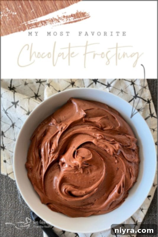 Beautifully textured sour cream chocolate frosting, ready to be spread