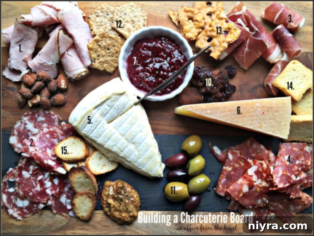 Ingredients being assembled for a charcuterie board