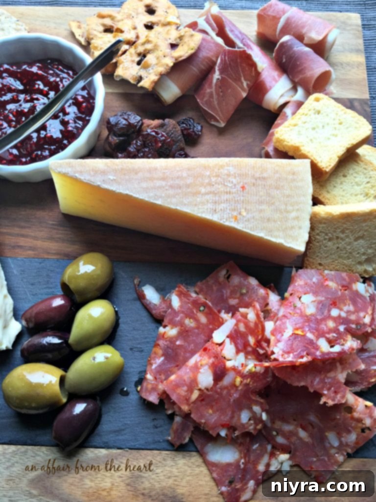 Final charcuterie board with drinks, ready to be enjoyed