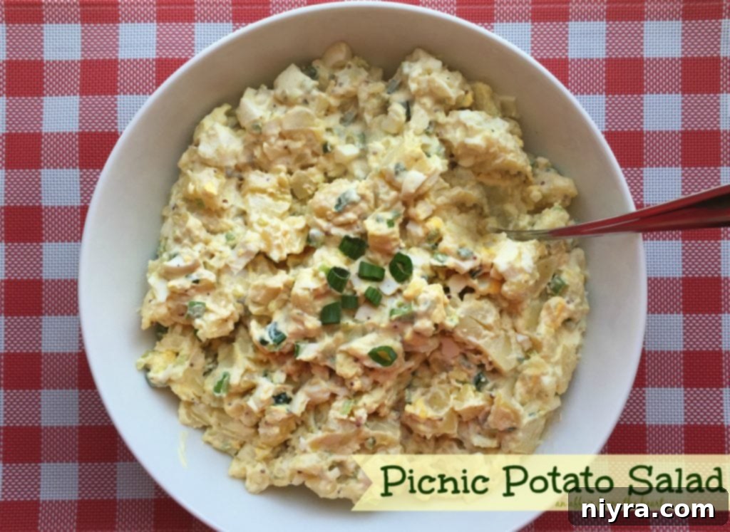 Close-up of Picnic Potato Salad in a serving dish