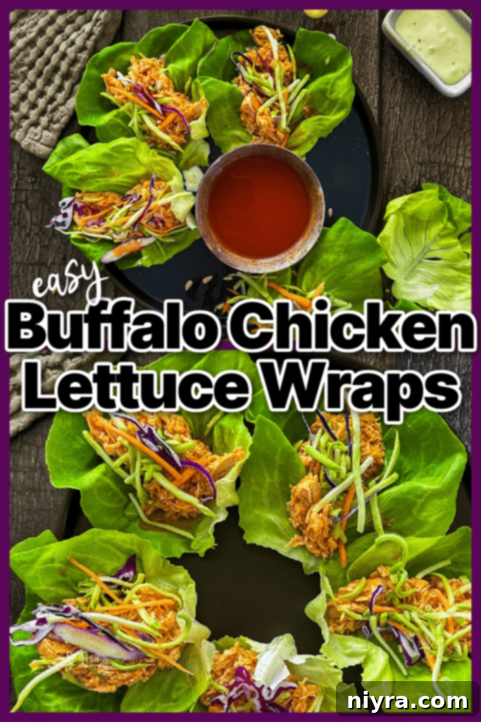 Crisp Buffalo Chicken Lettuce Wraps 12 A vibrant display of Buffalo Chicken Lettuce Wraps with fresh garnishes