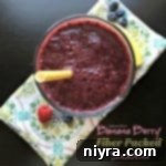 Overhead view of a delicious Banana Berry Fiber-Packed Smoothie