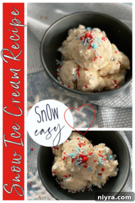 Snow ice cream with colorful sprinkles in a bowl
