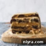 Coffee Donut Ice Cream Delight 16 Close up of the layers in the Coffee & Donuts Ice Cream Cake.