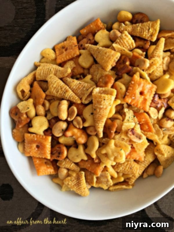 Touchdown Snack Mix Video 13 A close-up shot of the Touchdown Snack Mix, showcasing its perfectly seasoned pieces and inviting texture.