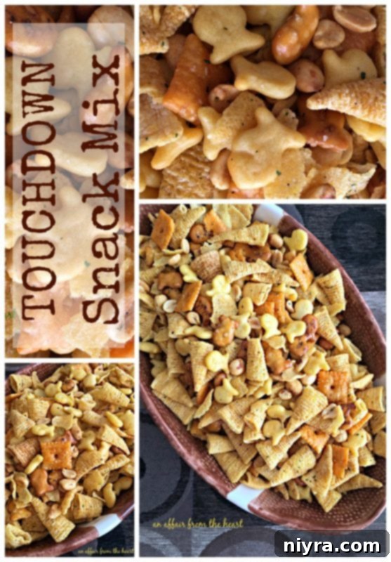 Touchdown Snack Mix Video 17 A large platter of Touchdown Snack Mix, perfect for sharing at any festive occasion.