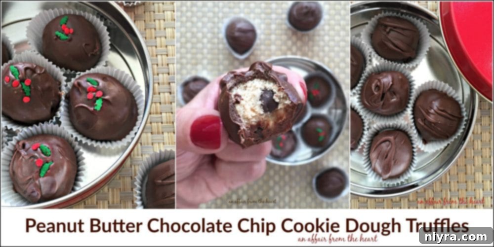 Assorted Holiday Desserts, including Peanut Butter Chocolate Chip Cookie Dough Truffles