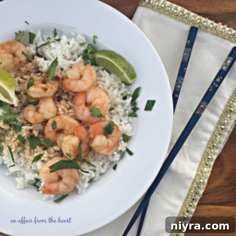 Zesty Sesame Cilantro Shrimp 2 Delicious Sesame Cilantro Shrimp served over a bed of rice