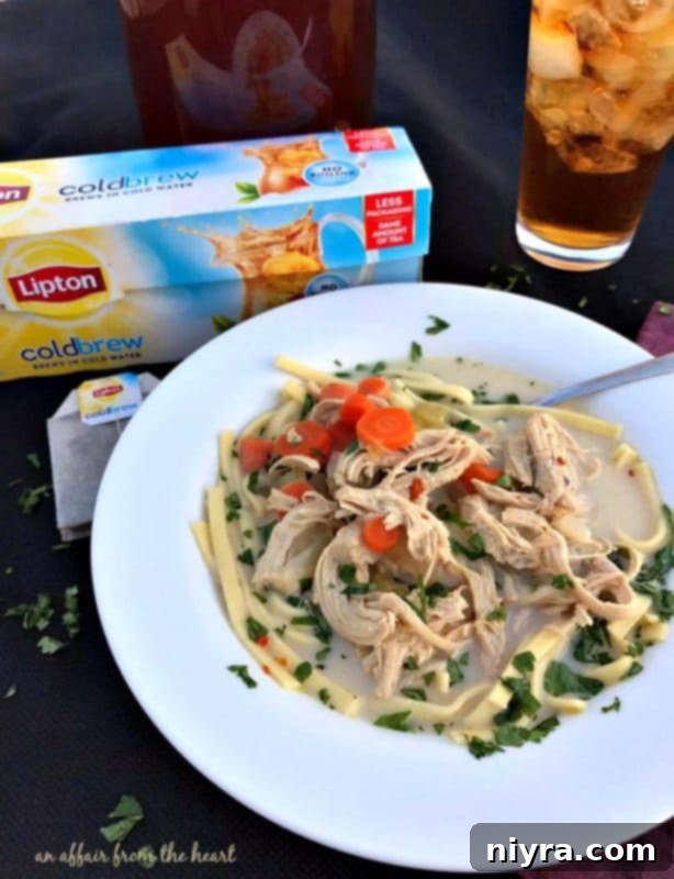 Bowl of Spicy Chicken Noodle Soup ready to be served