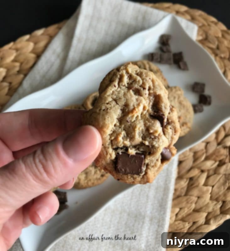 Decadent Peanut Butter Chocolate Chunk Cookies 7 Peanut Butter Chocolate Chunk Cookies cooling on a wire rack