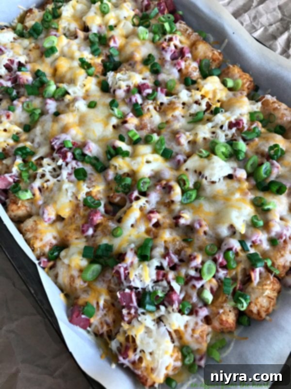 Sheet Pan Reuben Tater Tot Nachos 2 Reuben Sheet Pan Totchos (Tater Tot Nachos)