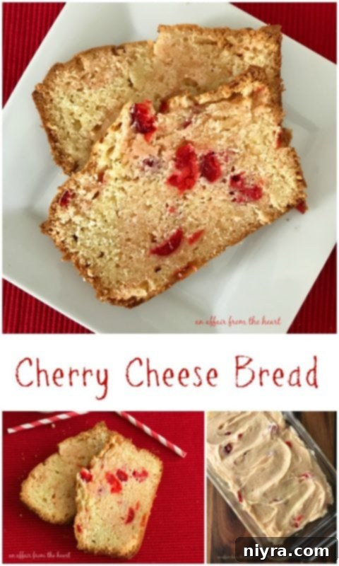 Close-up of a perfectly baked Cherry Cheese Bread loaf, showcasing its enticing golden-brown crust and inviting texture before slicing.