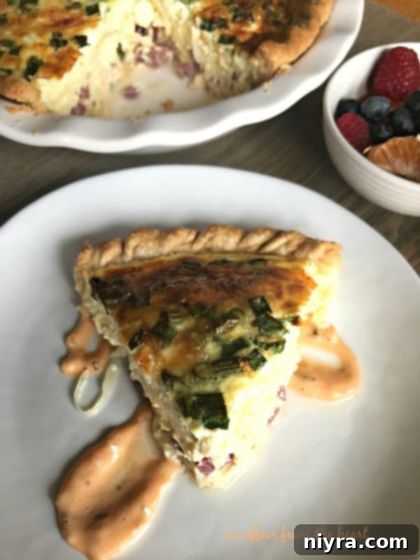 Delicious Reuben Quiche sliced and ready to serve