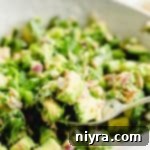 Avocado Tuna salad close up on a fork