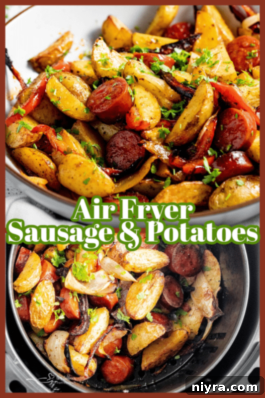 Delicious leftovers of Air Fryer Sausage and Potatoes, perfect for the next day's meal.