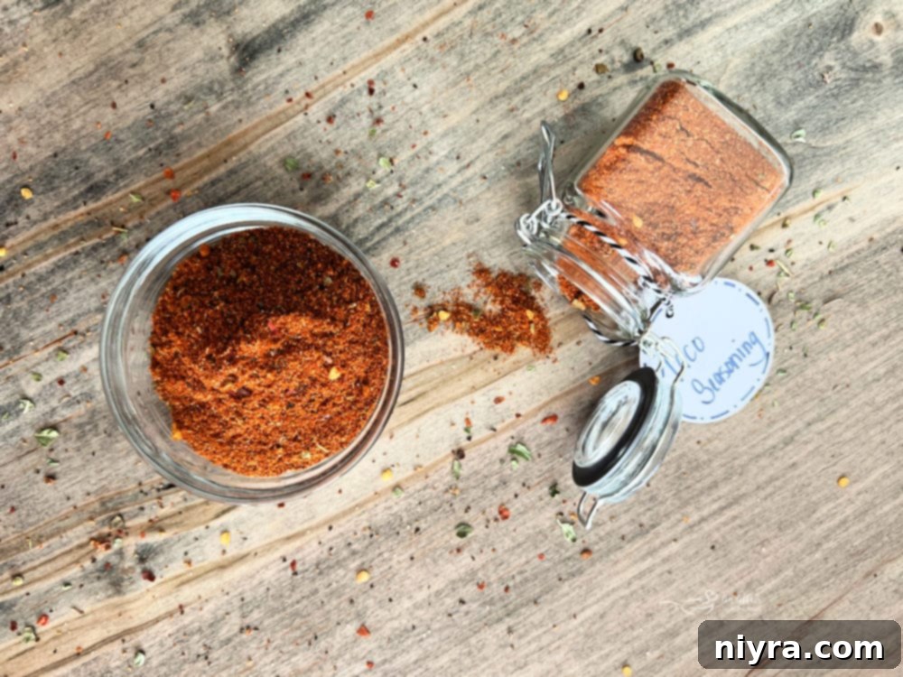Storing homemade taco seasoning in a jar