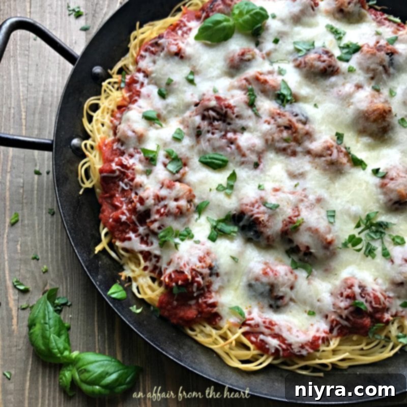 Delicious Baked Spaghetti and Meatballs casserole