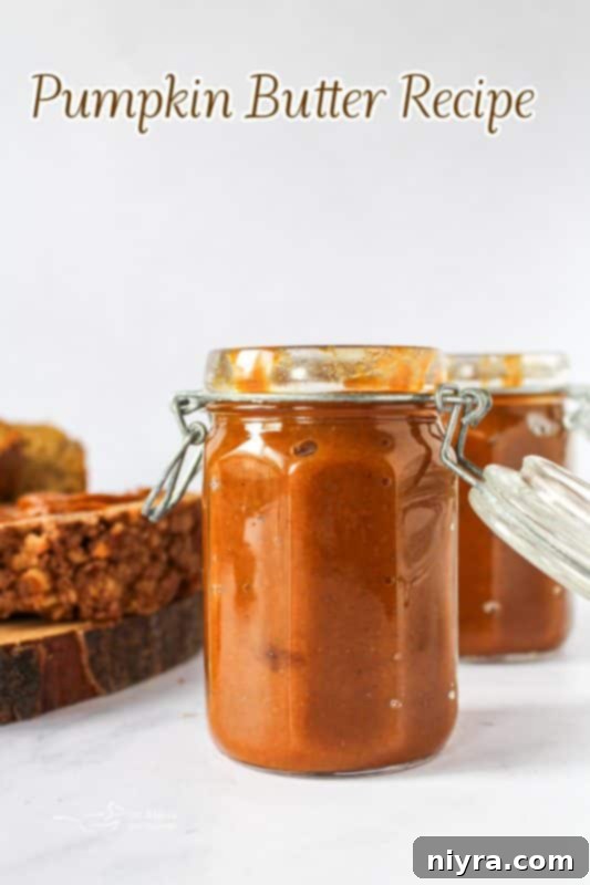 A hero shot of a jar of pumpkin butter with autumn decor.