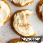 Overhead view of soft pumpkin cookies