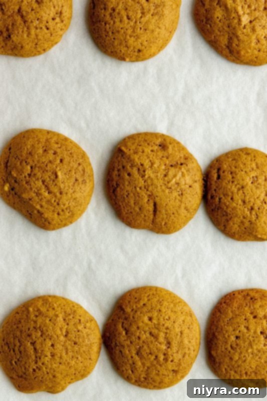 Unbaked pumpkin cookie dough on a parchment-lined baking sheet