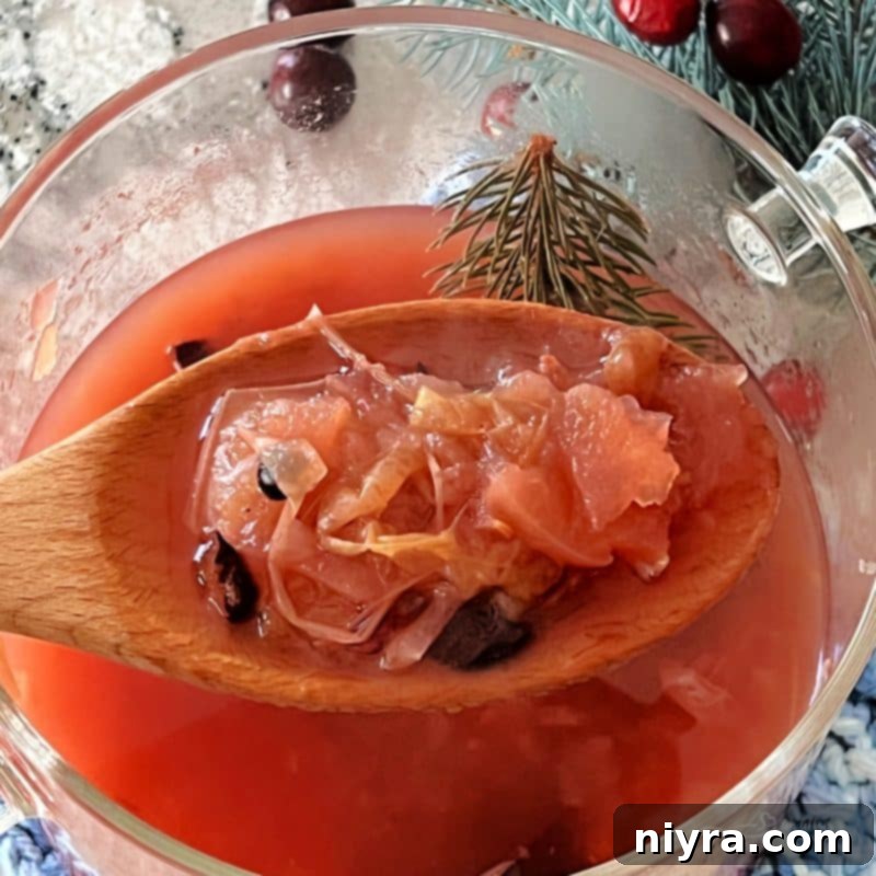 A festive holiday simmer pot with apples, cranberries, cinnamon sticks, and evergreen branches, ready to be pinned