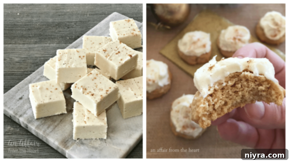 Homemade Blender Eggnog 4 A festive holiday spread featuring delicious baked goods made with eggnog.