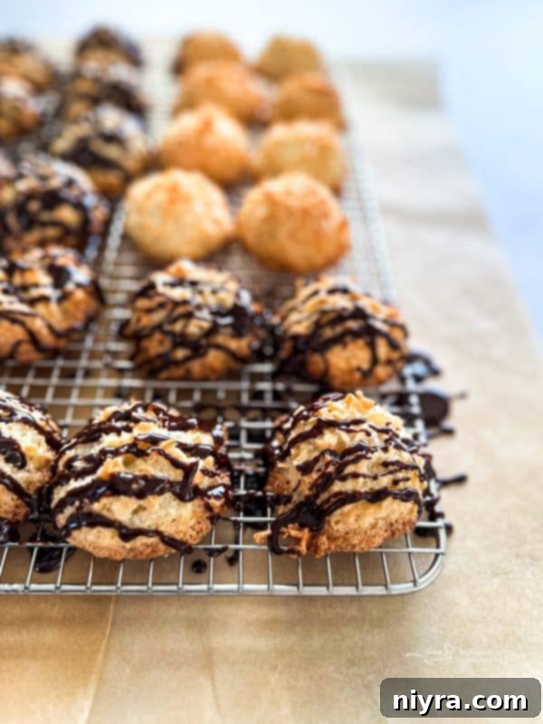 Chewy Coconut Macaroon Blondies 16 Close up of classic chewy Coconut Macaroons on a cooling rack