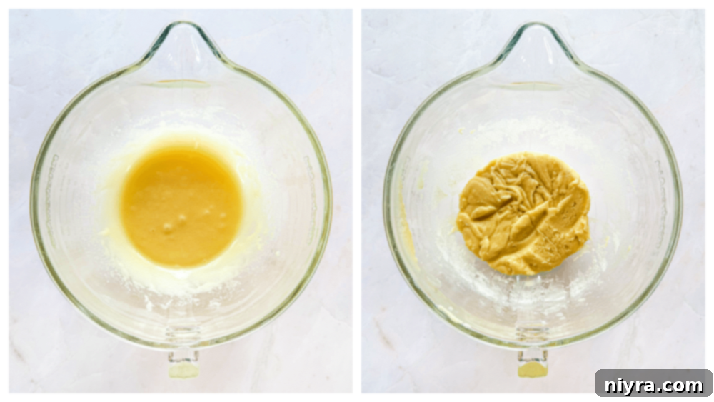 Chewy Coconut Macaroon Blondies 7 Beating wet ingredients for the blondie batter