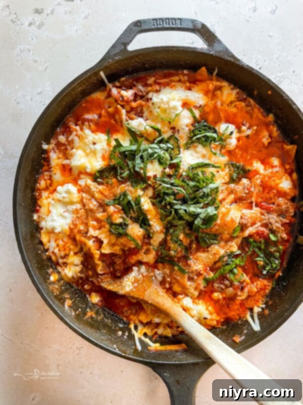 Delicious Skillet Lasagna served in a pan