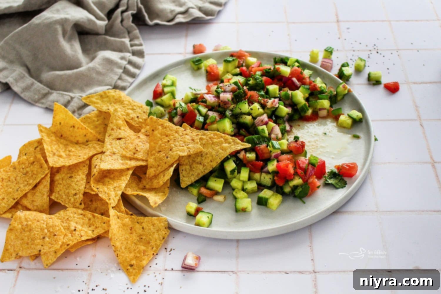 Pinterest optimized image for cucumber salsa recipe.
