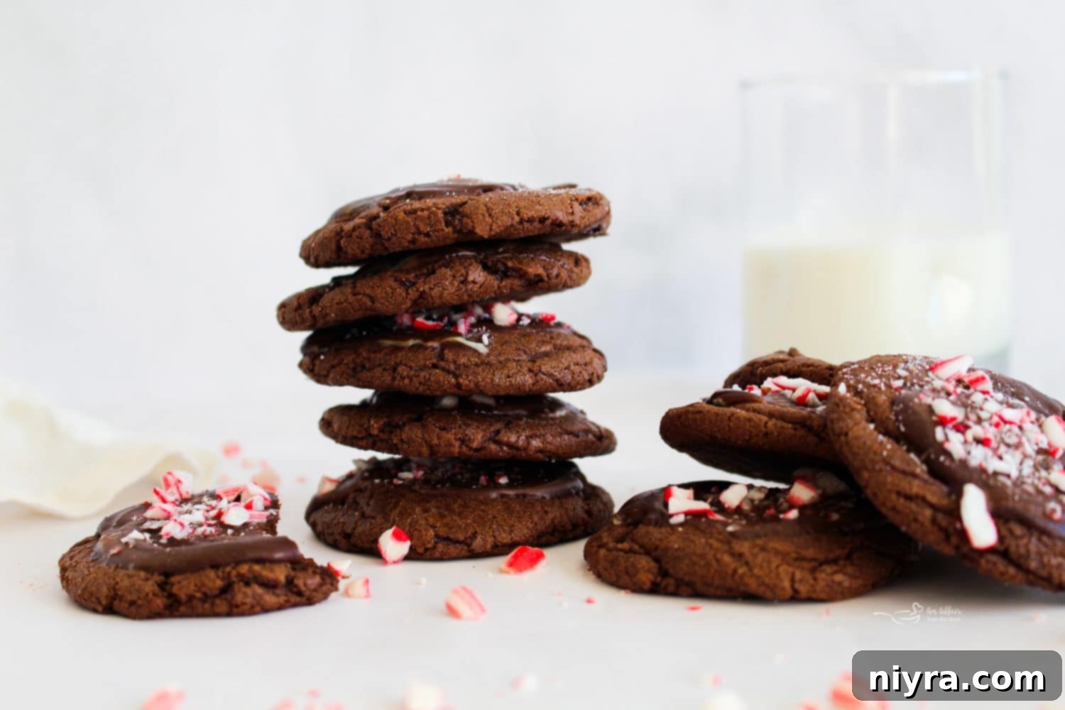 Chocolate Mint Candy Cookies with Andes Mints on a platter, ready for sharing.