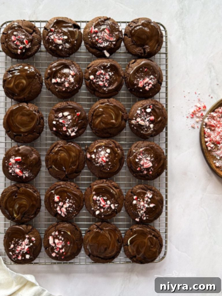 Stack of Chocolate Mint Candy Cookies, showcasing the Andes Mint frosting.
