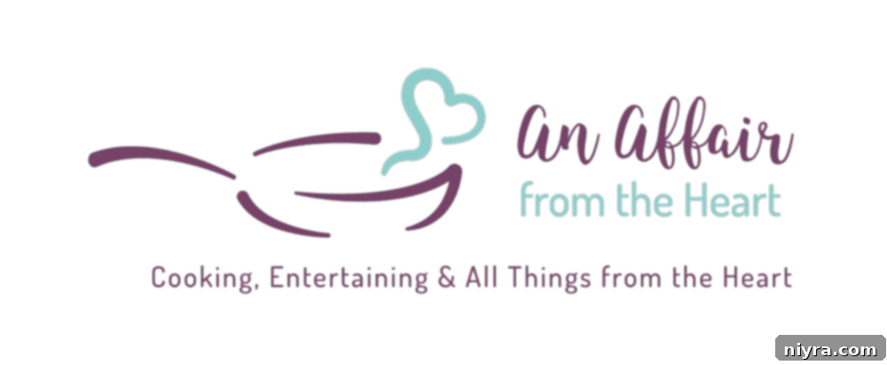 An Affair From The Heart Logo, featuring elegant script and a heart graphic, representing passion for cooking.