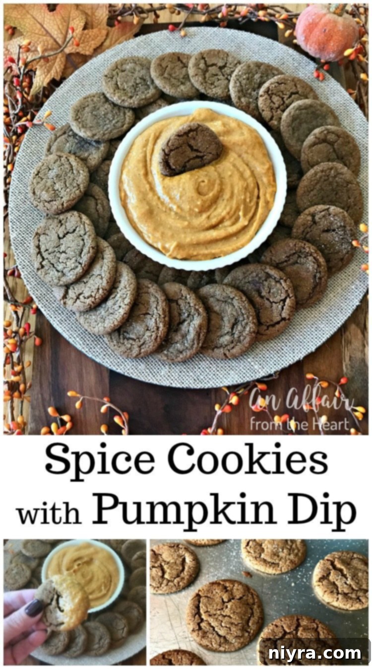 A close-up of a rustic wooden board with spice cookies and a pumpkin dip, ready for a fall celebration.