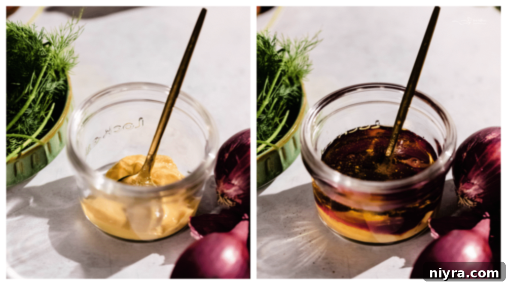 Step 1: Whisking dressing ingredients in a jar.