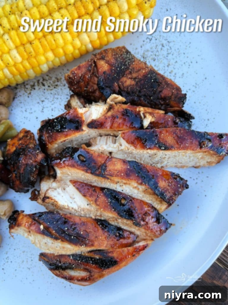 The hero shot of the Sweet and Smoky Chicken, beautifully plated and ready to enjoy.