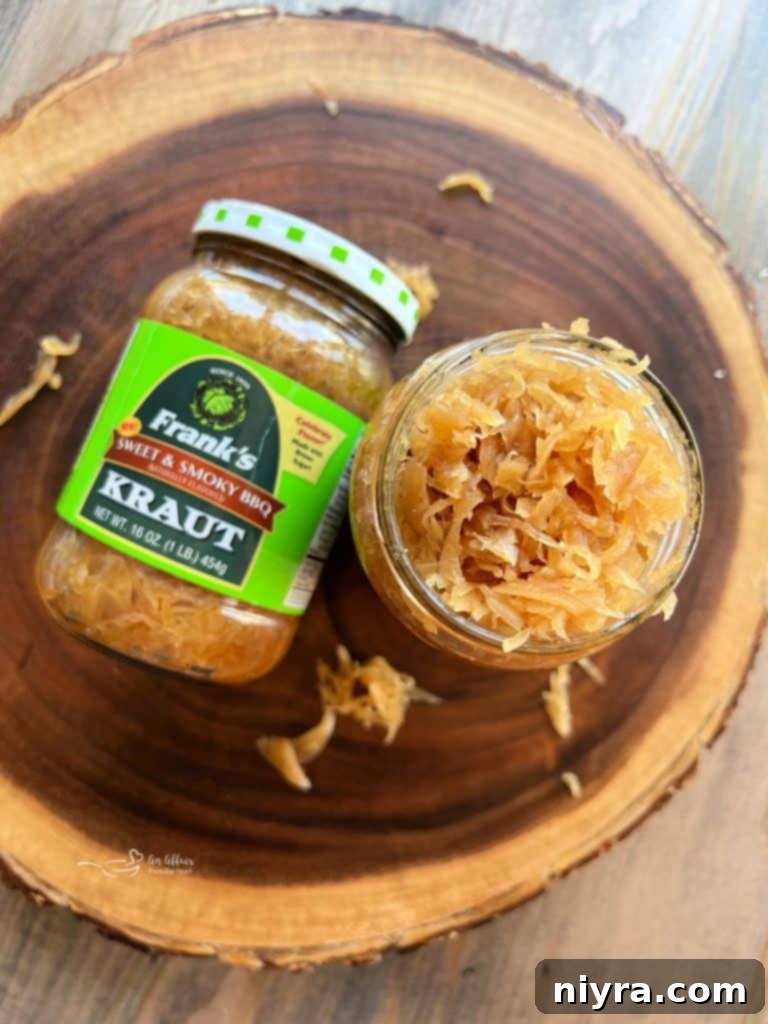 A jar of Frank's Sweet & Smoky BBQ Kraut.
