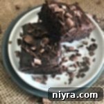 Chocolate Ganache Brownies on a white plate