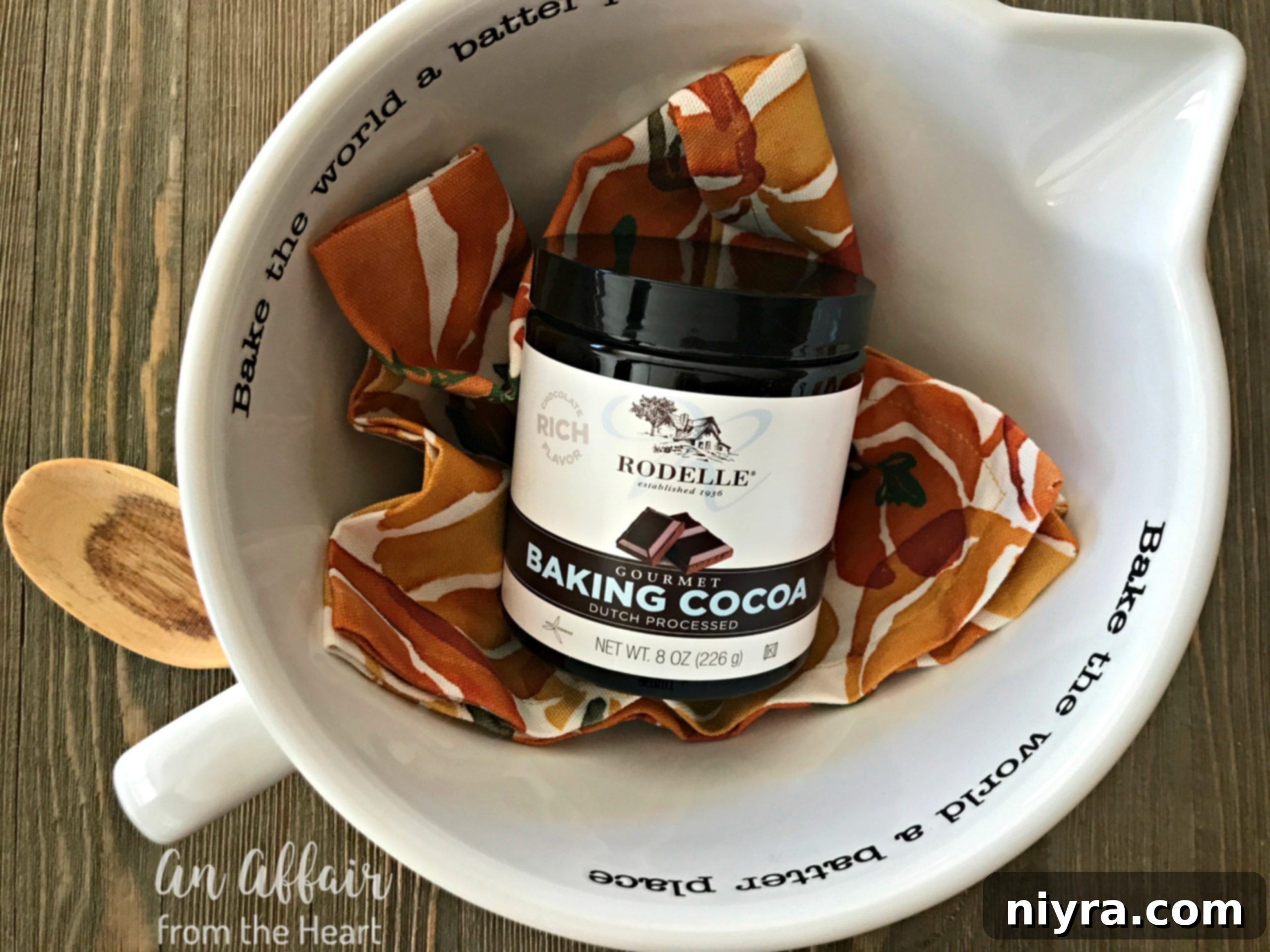 Rodelle Dutch Cocoa Powder canister on a countertop