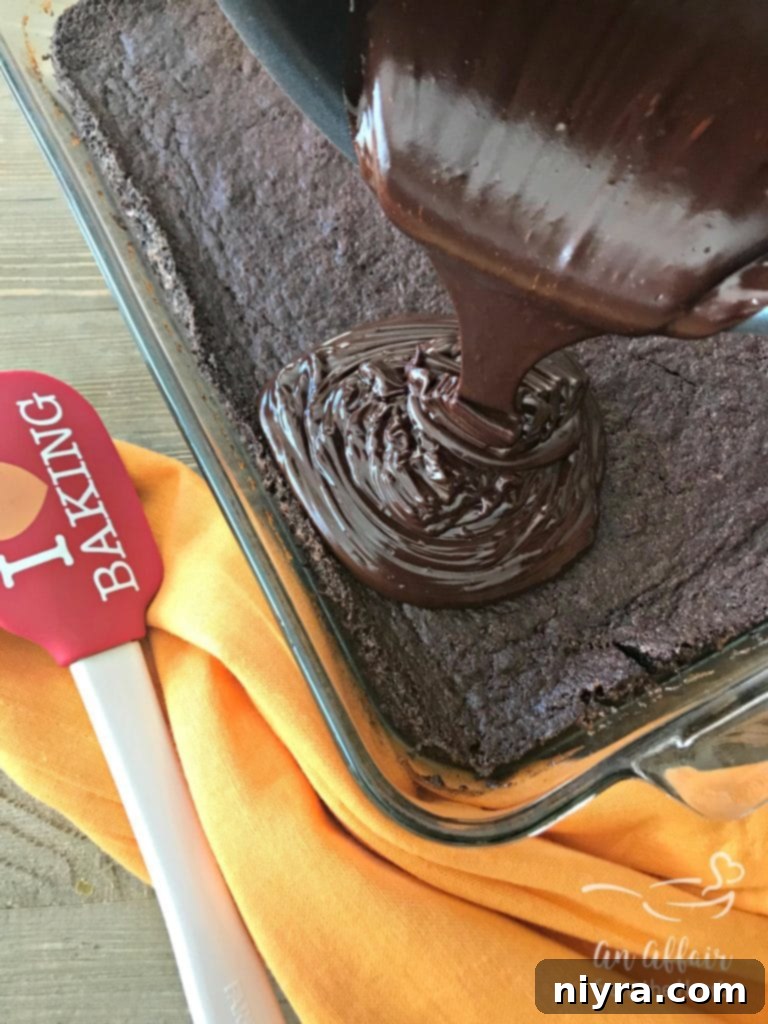 Freshly baked brownies cooling in a pan