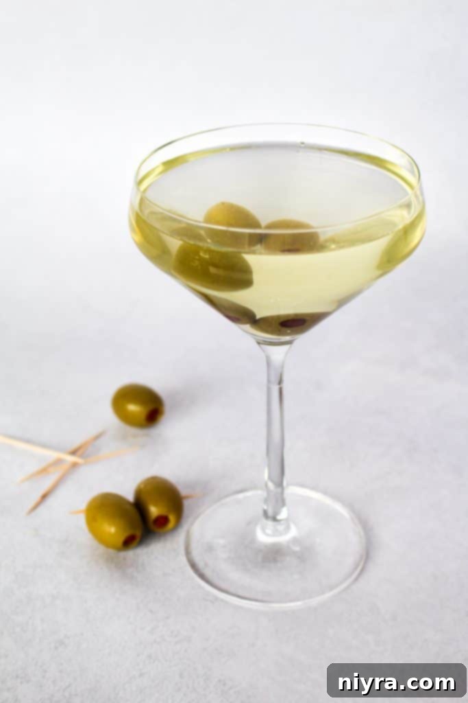 Dirty Vodka Martini with olives