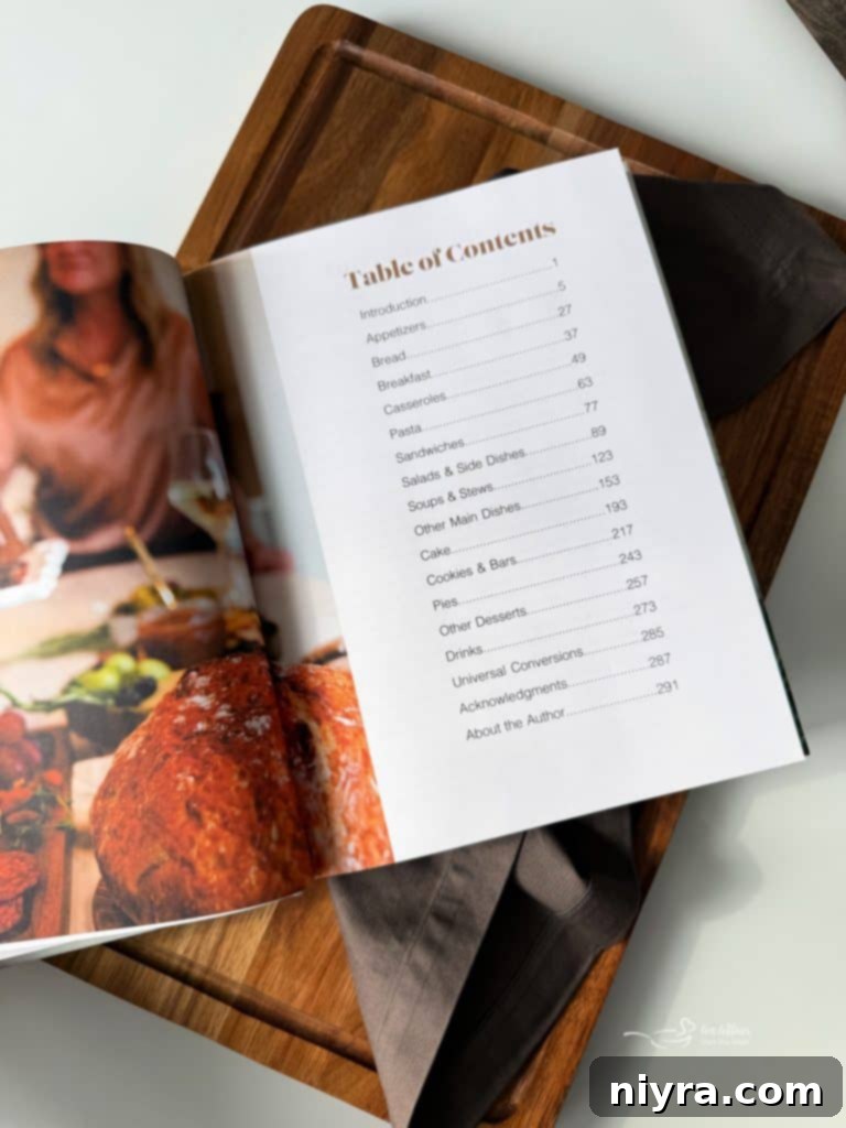 Open Savor It Cookbook displaying a delicious recipe