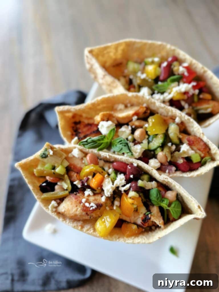 Close-up of the Mediterranean Pickled Vegetable Salad, highlighting the variety of ingredients.