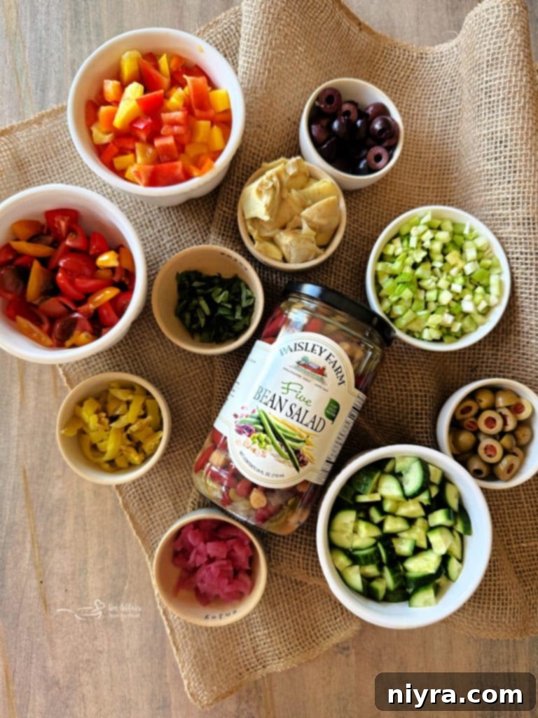 Another beautiful shot of the Mediterranean Pickled Vegetable Salad, ready to be served.