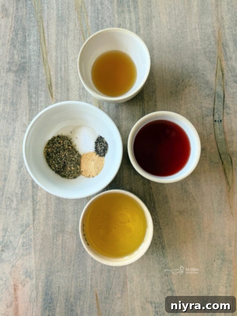 Ingredients for the Mediterranean Pickled Vegetable Salad laid out on a table.