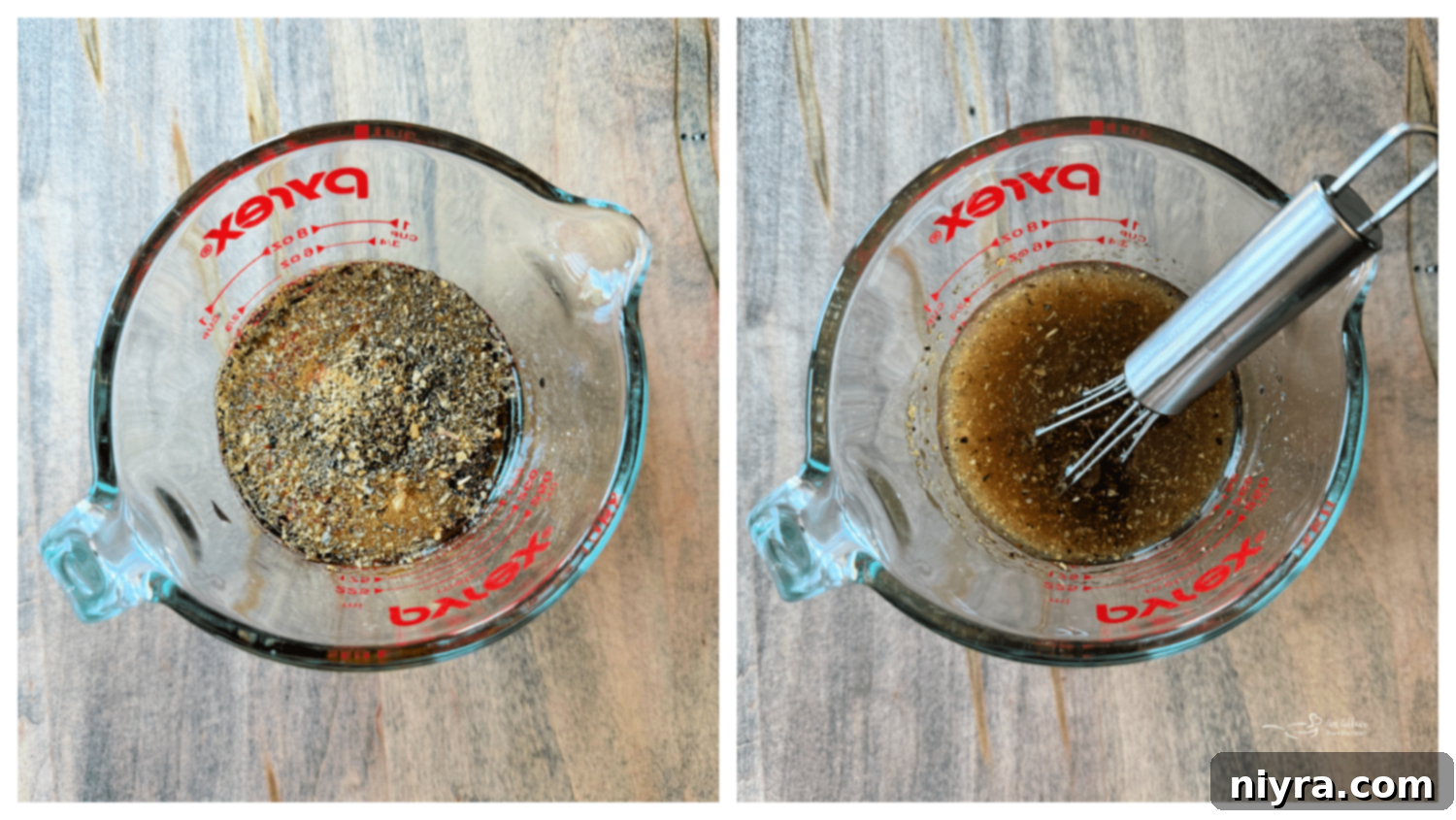 First step: preparing the Mediterranean dressing in a jar.