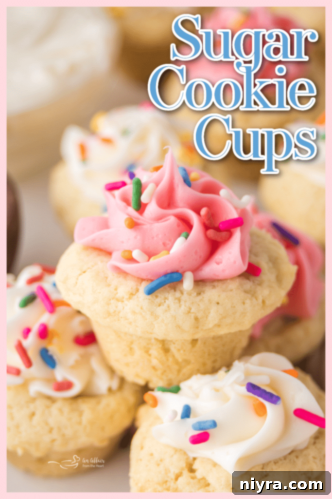 Frosted Sugar Cookie Delights 12 Sugar cookie cups displayed on a serving platter, ready to be enjoyed.