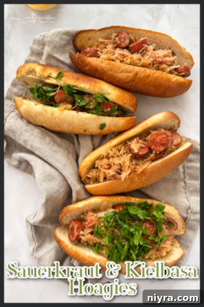 A cast-iron skillet full of cooked kielbasa and sauerkraut mixture