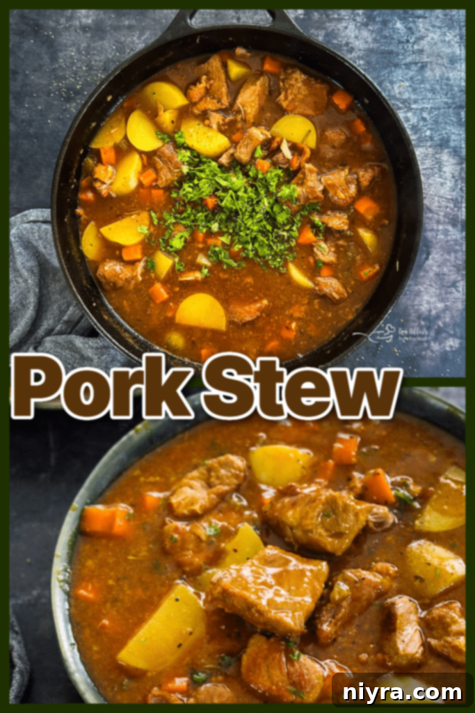 Leftover pork stew in a container.